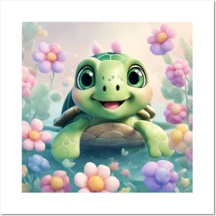 3D Turtle Princess in Pastel Wonderland Posters and Art